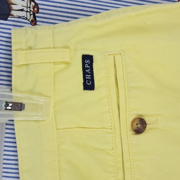 Chaps Ralph Lauren flat front yellow casual preppy summer Cotton shorts SZ 34 - Picture 2 of 7